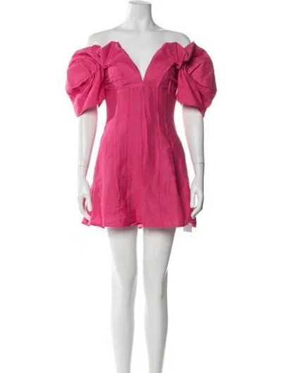 Pre-owned Cult Gaia Off-the-shoulder Mini Dress In Pink