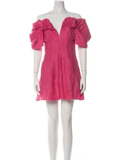 Pre-owned Cult Gaia Off-the-shoulder Mini Dress In Pink