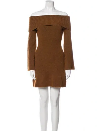 Pre-owned Cult Gaia Off-the-shoulder Mini Dress W/ Tags In Brown