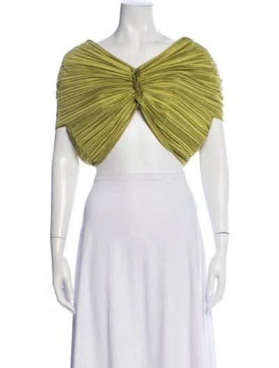 Pre-owned Cult Gaia Off-the-shoulder Sleeveless Crop Top In Green