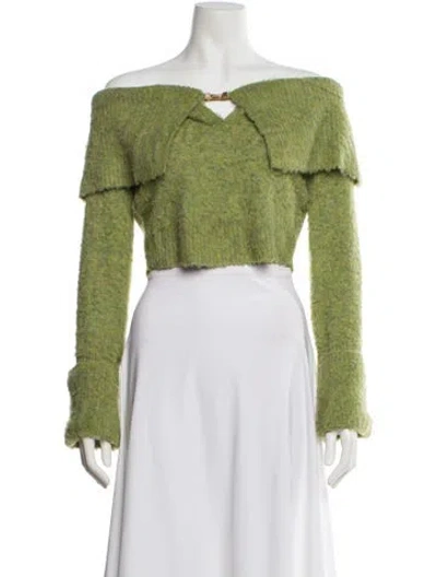 Pre-owned Cult Gaia Off-the-shoulder Sweater In Green