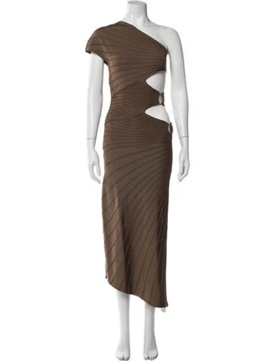 Pre-owned Cult Gaia One-shoulder Long Dress In Brown