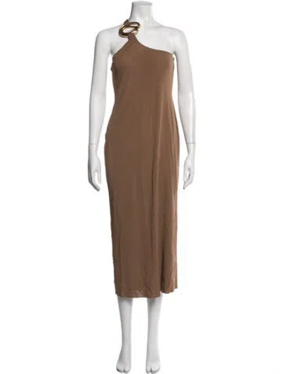 Pre-owned Cult Gaia One-shoulder Midi Length Dress In Brown