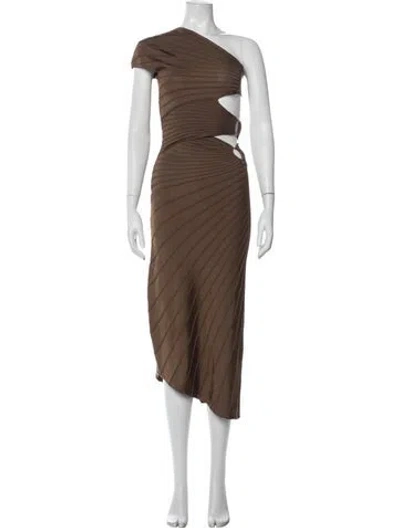 Pre-owned Cult Gaia One-shoulder Midi Length Dress In Brown