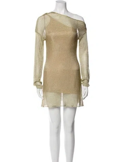 Pre-owned Cult Gaia One-shoulder Mini Dress In Gold
