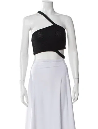Pre-owned Cult Gaia One-shoulder Sleeveless Crop Top In Black