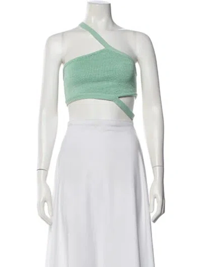 Pre-owned Cult Gaia One-shoulder Sleeveless Crop Top In Green