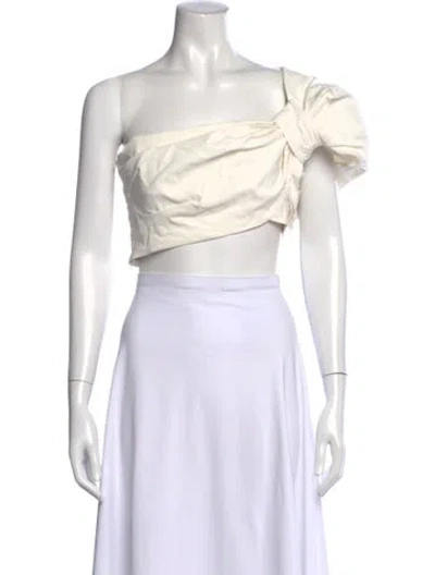 Pre-owned Cult Gaia One-shoulder Sleeveless Crop Top In Neutral