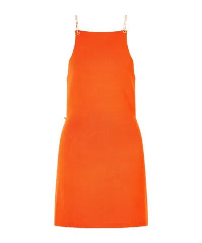 Cult Gaia Melba Open-back Embellished Knitted Mini Dress In Orange