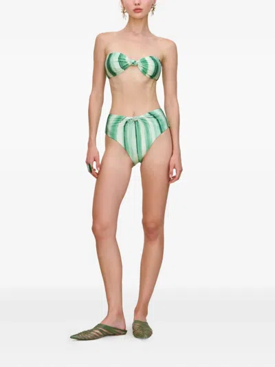 Cult Gaia Oswin Painted-stripe Bikini Top In Green