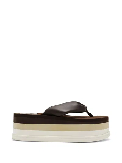 Cult Gaia Padded Flatform Flip Flops In Brown