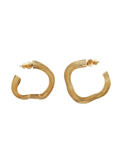Cult Gaia Palais Ribbed Hoop Earrings In Gold