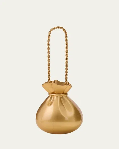 Cult Gaia Palloncino Money Bag Wristlet In Antique Brass