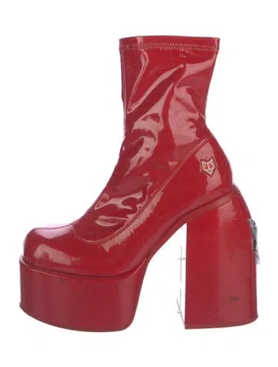 Pre-owned Cult Gaia Patent Leather Boots In Red