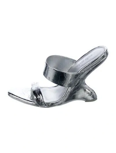 Pre-owned Cult Gaia Patent Leather Slides In Blue