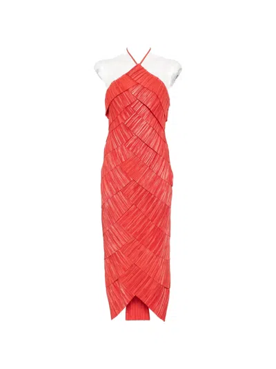 Cult Gaia Patrizia Pleated Halterneck Dress In Red