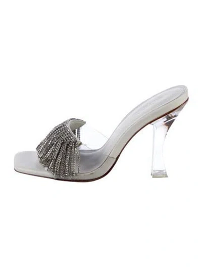 Pre-owned Cult Gaia Patterned Crystal Embellishments Slides In Transparent