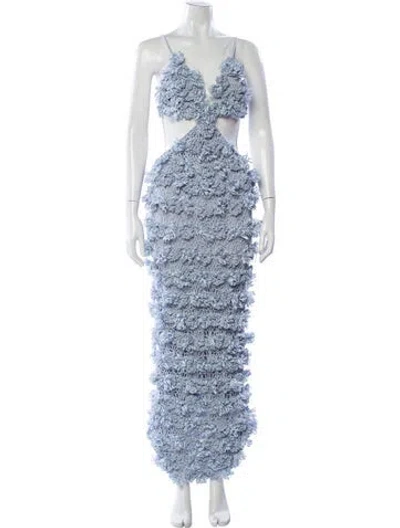 Pre-owned Cult Gaia Patterned Long Dress In Blue