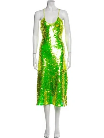 Pre-owned Cult Gaia Patterned Long Dress In Green