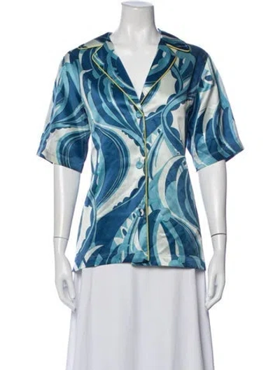 Pre-owned Cult Gaia Patterned Pajamas In Blue
