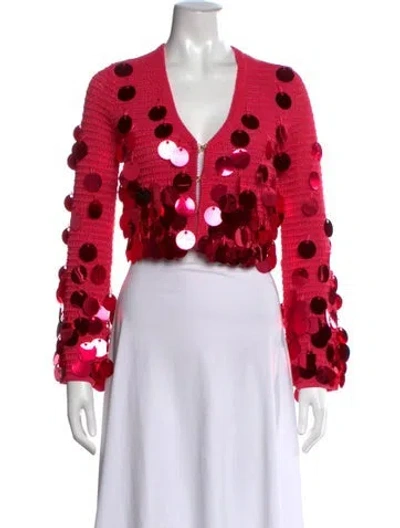 Pre-owned Cult Gaia Patterned V-neck Sweater W/ Tags In Pink