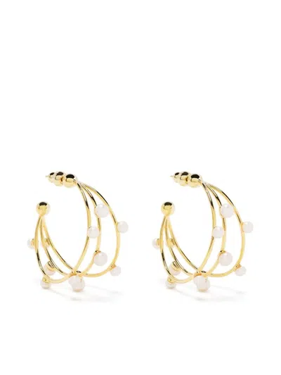 Cult Gaia Pearl-embellished Hoop Earrings In Gold