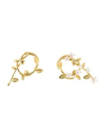 Pre-owned Cult Gaia Pearl Fleur Drop Earrings In Multicolor