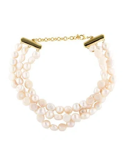 Pre-owned Cult Gaia Pearl Nora Choker Multistrand Necklace, 17" In Multicolor
