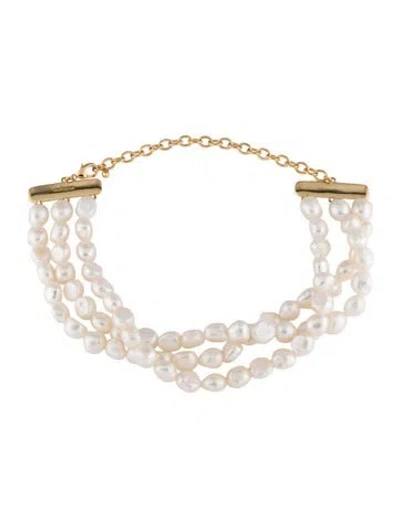 Pre-owned Cult Gaia Pearl Nora Choker Multistrand Necklace, 17" In Multicolor