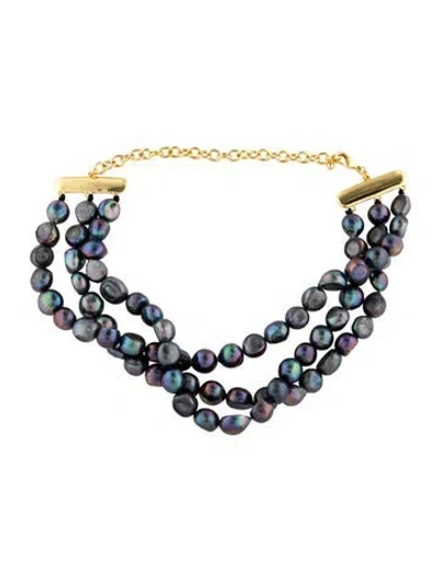 Pre-owned Cult Gaia Pearl Nora Choker Multistrand Necklace, 17.5" In Multicolor