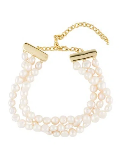 Pre-owned Cult Gaia Pearl Nora Choker Necklace, 18.25" In White
