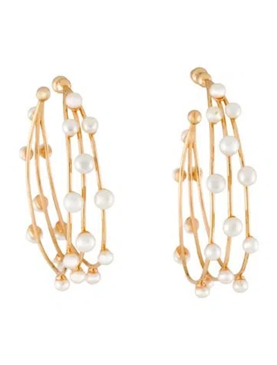 Pre-owned Cult Gaia Pearl Shanti Hoop Earrings In Multi
