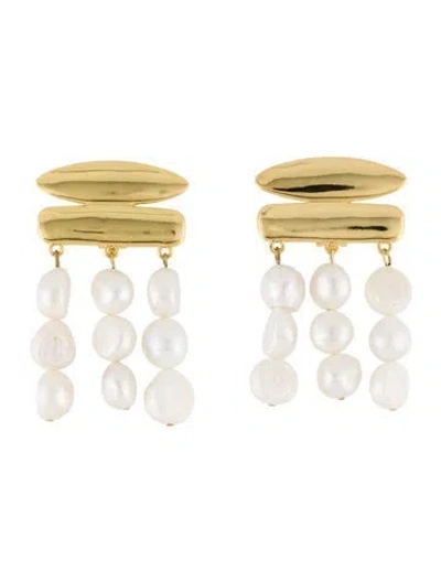 Pre-owned Cult Gaia Pearl Tala Drop Clip-on Earrings In Multi
