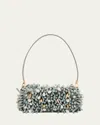 Cult Gaia Perla Beaded Leather Clutch Bag In Green