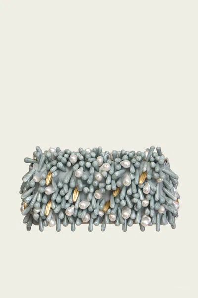 Cult Gaia Perla Clutch In Celadon Multi