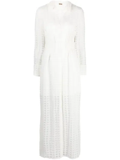 Cult Gaia Pernille Checked Sheer Maxi Dress In 白色