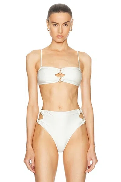 Cult Gaia Pisa High-waisted Bikini Bottoms In Off White