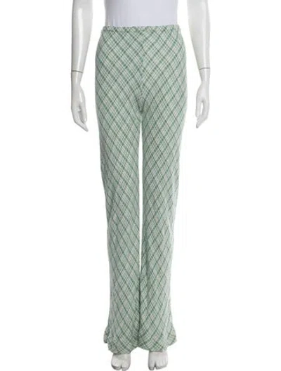 Pre-owned Cult Gaia Plaid Print Flared Pants In Green