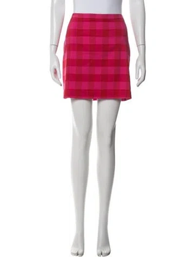 Pre-owned Cult Gaia Plaid Print Mini Skirt W/ Tags In Pink