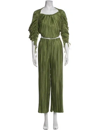 Pre-owned Cult Gaia Pleated Accents Pant Set In Green