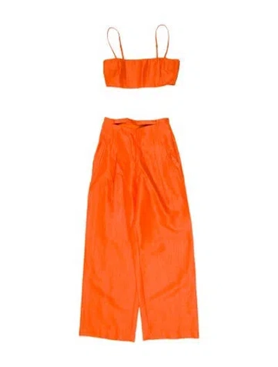 Pre-owned Cult Gaia Pleated Accents Pant Set In Orange