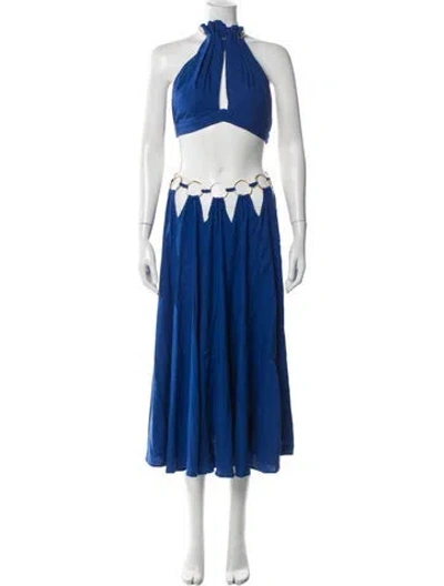 Pre-owned Cult Gaia Pleated Accents Skirt Set In Blue