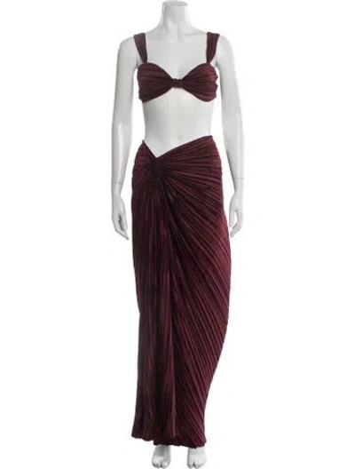 Pre-owned Cult Gaia Pleated Accents Skirt Set In Burgundy