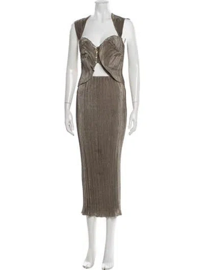 Pre-owned Cult Gaia Pleated Accents Skirt Set In Green