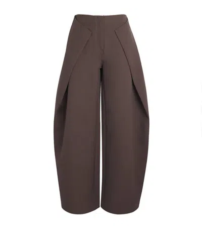 Cult Gaia Pleated Arden Barrel-leg Trousers In Brown