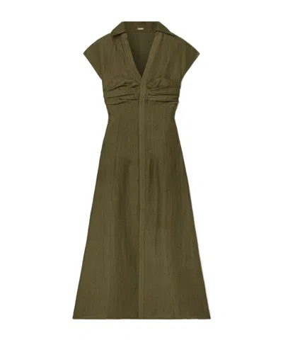 Cult Gaia Pleated Detail Dress In Green
