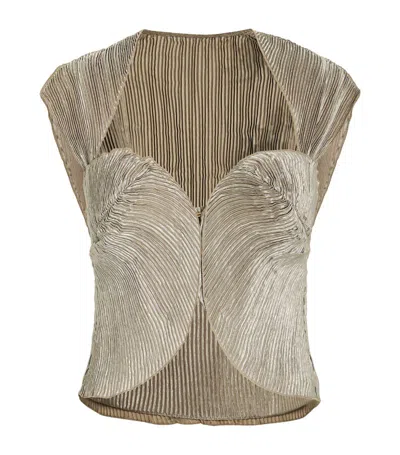 Cult Gaia Pleated Milli Top In Green