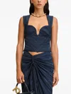 Cult Gaia Pleated Sweetheart-neck Top In Blue