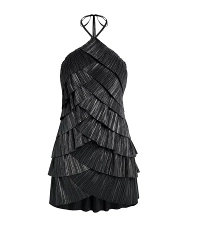Cult Gaia Varsha Halter Tiered Minidress In Black