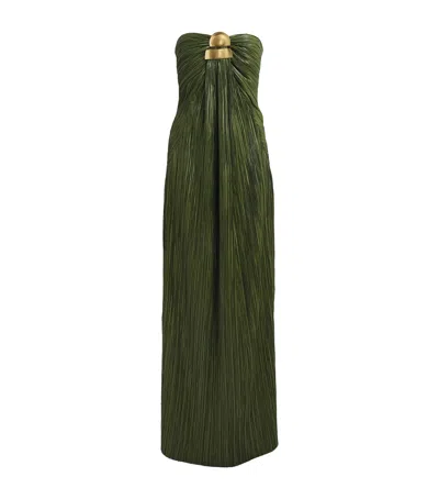 Cult Gaia Plissé Sequoia Gown In Green
